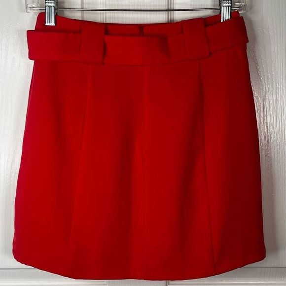Lovers + Friends Sz S Mini Skirt Belted Dark Coral - Picture 4 of 8